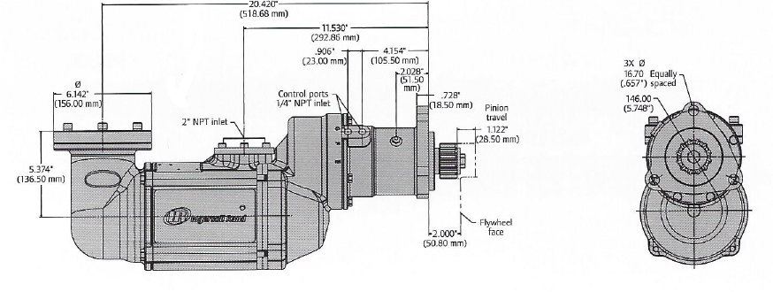 Ingersoll Rand ST1000 Series Turbine Starter Dimension
